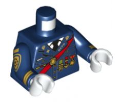 Torso Police Uniform Dress, Red Sash, 'GCPD' and Medals Pattern / Dark Blue Arms with Gold Police Crest and Piping Pattern / White Hands