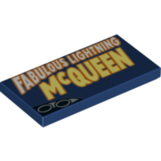 Tile 2 x 4 with 'FABULOUS LIGHTNING McQUEEN' and Exhaust Pipes in Left Corner Pattern