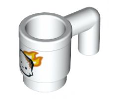 Minifigure, Utensil Cup with Marshmallow Face in Yellow and Orange Flames Pattern
