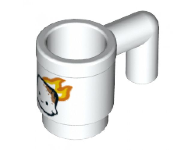 Minifigure, Utensil Cup with Marshmallow Face in Yellow and Orange Flames Pattern