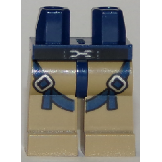 Hips and Dark Tan Legs with Dark Blue Straps and Silver Buckles Pattern