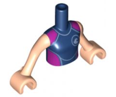 Mini Doll, Torso Friends Girl Dark Blue Wetsuit with Dark Purple Sides Pattern, Light Nougat Arms with Hands