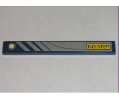 Tile 1 x 8 with 'NO STEP' and Silver / Dark Blue Stripes Pattern Right (Sticker) - Set 8971