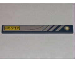 Tile 1 x 8 with 'NO STEP' and Silver / Dark Blue Stripes Pattern Left (Sticker) - Set 8971