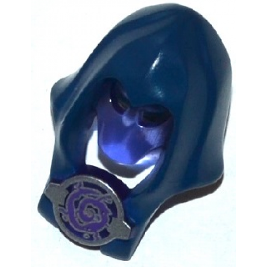 Minifigure, Headgear Hood with Trans Purple Mask and Silver Medallion with Swirl Pattern