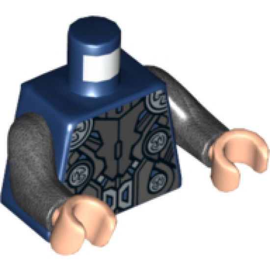 Torso Armor with Silver Circles and Buckle Pattern (Thor) / Pearl Dark Gray Arms / Light Nougat Hands