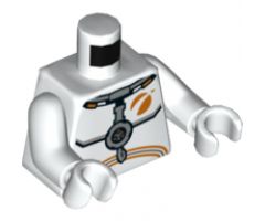 Torso Spacesuit with Dark Bluish Gray and Orange Stripes Pattern / White Arms / White Hands