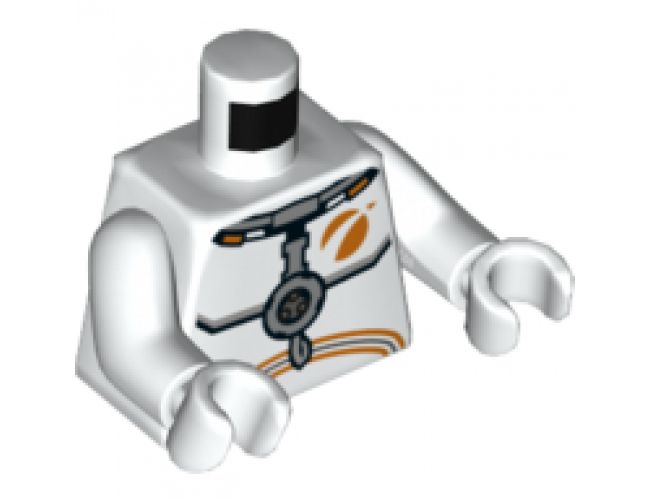 Torso Spacesuit with Dark Bluish Gray and Orange Stripes Pattern / White Arms / White Hands