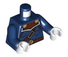 Torso Muscles Outline with Reddish Brown Belts with Gold Buckles Pattern / Dark Blue Arms / White Hands