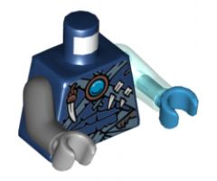 Torso Vest with Straps, Pendants with Blue Chi Pattern / Tr-Lt Blue Arm Left / Dk Bluish Gray Arm Right / Dk Azure Hand Left / Lt Bluish Gray Hand Right