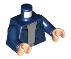Torso Jacket with 4 Pockets, Silver Buttons and Zipper Pattern / Dark Blue Arms / Light Nougat Hands