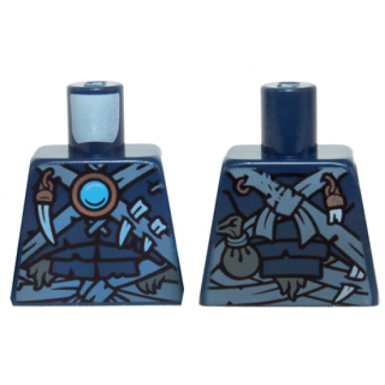 Torso Vest with Straps, Pendants with Blue Chi Pattern