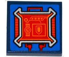 Tile 2 x 2 with Gauges and Pentagonal Shield on Screen and Red Circuitry Pattern (Sticker) - Set 70319