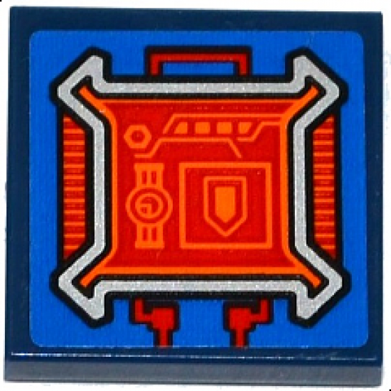 Tile 2 x 2 with Gauges and Pentagonal Shield on Screen and Red Circuitry Pattern (Sticker) - Set 70319