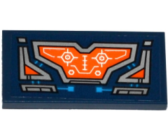 Tile 2 x 4 with Blue Circuitry and Silver and Orange Screen with White Head-Up Display (HUD) Pattern (Sticker) - Set 70315