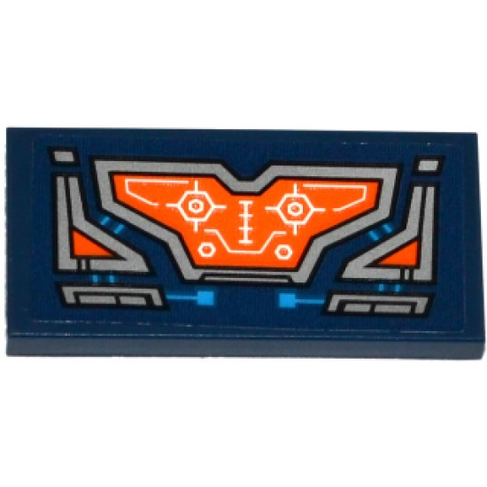 Tile 2 x 4 with Blue Circuitry and Silver and Orange Screen with White Head-Up Display (HUD) Pattern (Sticker) - Set 70315