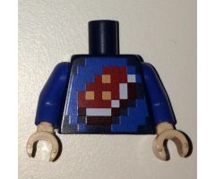 Torso Shirt with Pixelated Porkchop Icon on Blue Background Pattern / Blue Arms / Light Nougat Hands