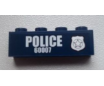 Brick 1 x 4 with Police Silver Star Badge and White 'POLICE 60007' Pattern Model Right Side (Sticker) - Set 60007