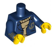 Torso Jacket Open with Gold Buttons and Anchor over Tan Sweater Pattern / Dark Blue Arms with Gold Stripes / Yellow Hands