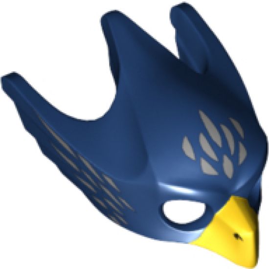 Minifigure, Headgear Mask Bird (Eagle) with Yellow Beak and Silver Feathers Pattern