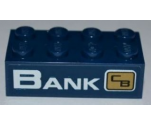 Brick 2 x 4 with 'BANK' and City Bank Logo Pattern (Sticker) - Set 3661