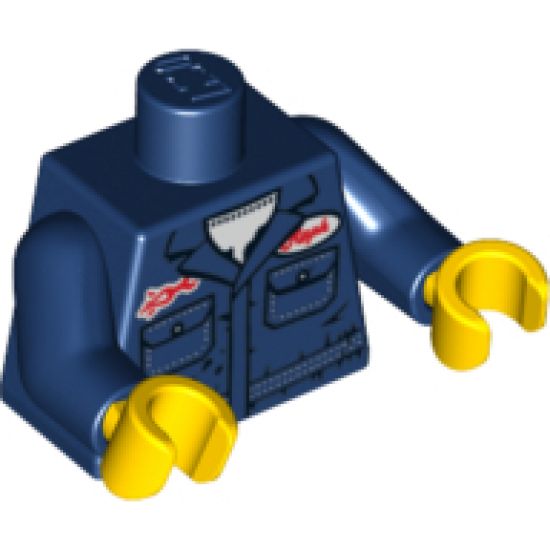 Torso Mechanic with Two Pockets, Oil Stains and Ralph Name Badge Pattern / Dark Blue Arms / Yellow Hands