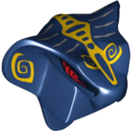Minifigure, Head, Modified Snake with Fangs, Red Eyes and Yellow Scales Pattern