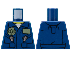 Torso Police Flight Suit Jacket with Name Tag and Badge, Zippered Pockets Pattern