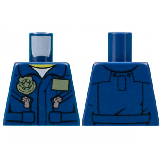 Torso Police Flight Suit Jacket with Name Tag and Badge, Zippered Pockets Pattern
