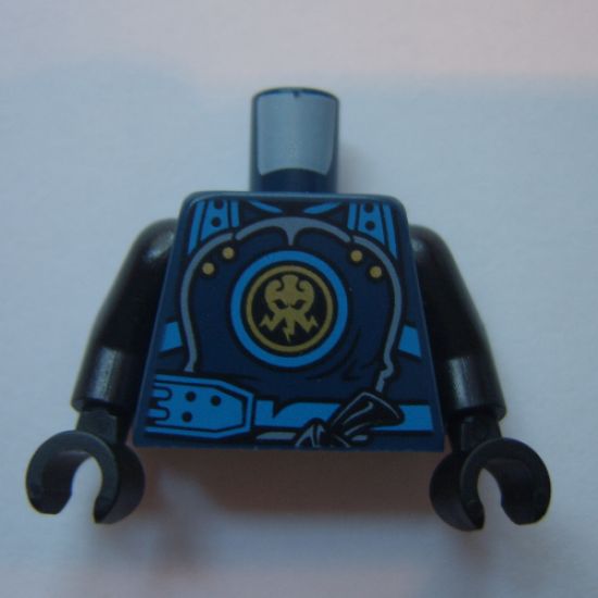 Torso Ninjago Armor with Blue Straps and Utility Belt with Lightning Power Emblem Pattern / Black Arms / Black Hands