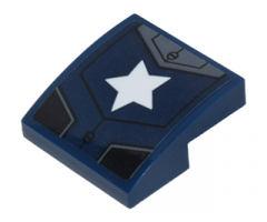 Slope, Curved 2 x 2 with Black and Silver Armor Plates and White Star Pattern (Sticker) - Set 76077