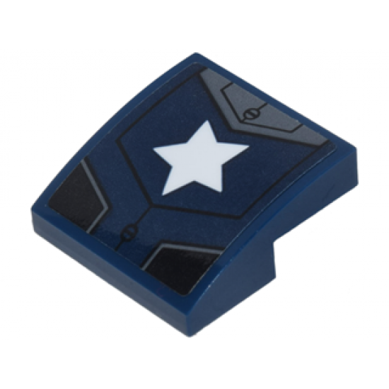 Slope, Curved 2 x 2 with Black and Silver Armor Plates and White Star Pattern (Sticker) - Set 76077