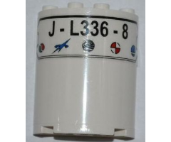 Cylinder Half 2 x 4 x 4 with 'J-L336-8' and 5 Logos Pattern (Sticker) - Set 3368