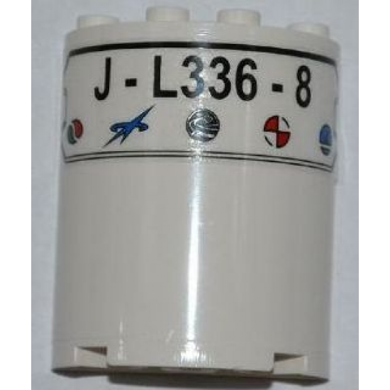 Cylinder Half 2 x 4 x 4 with 'J-L336-8' and 5 Logos Pattern (Sticker) - Set 3368