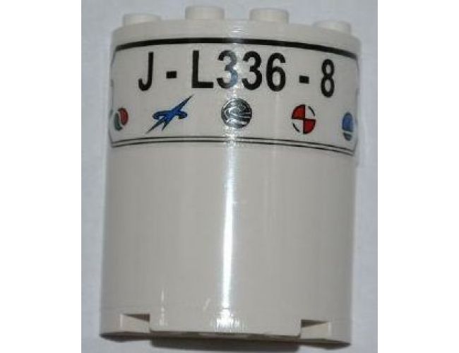 Cylinder Half 2 x 4 x 4 with 'J-L336-8' and 5 Logos Pattern (Sticker) - Set 3368