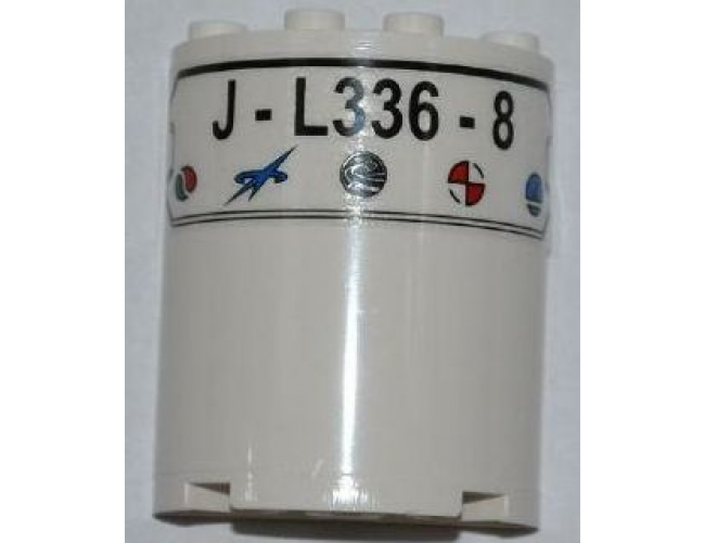 Cylinder Half 2 x 4 x 4 with 'J-L336-8' and 5 Logos Pattern (Sticker) - Set 3368