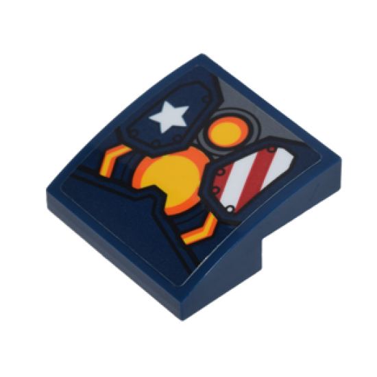 Slope, Curved 2 x 2 with Stars and Stripes Armor Plates and Yellow Circle Arc Reactor Pattern (Sticker) - Set 76077