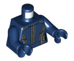 Torso Female Bodysuit with Gold and Light Blue Trim Lines on Sides and Center Pattern / Dark Blue Arms / Dark Blue Hands
