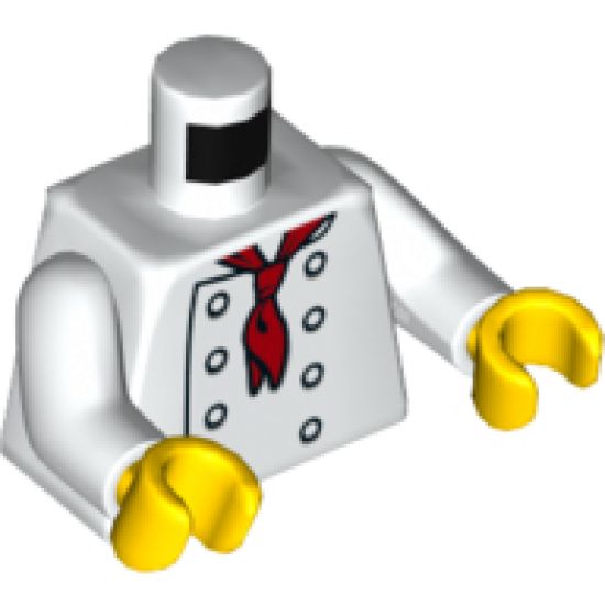 Torso Chef with 8 Buttons, Long Red Neckerchief, No Wrinkles Pattern / White Arms / Yellow Hands