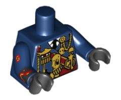 Torso Military Uniform with Melted Medals and Dark Red Sash Pattern / Dark Blue Arm Left / Dark Blue Arm Right with Splotches Pattern / Black Hand