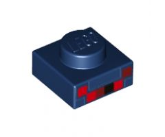 Plate 1 x 1 with Red, Dark Red and Black Squares Pattern (Minecraft Spider)