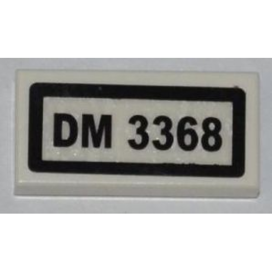 Tile 1 x 2 with 'DM 3368' Pattern (Sticker) - Set 3368