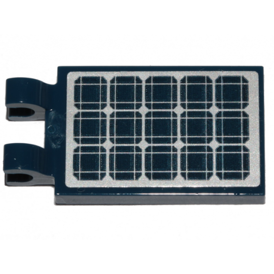 Tile, Modified 2 x 3 with 2 Clips with Solar Panels Pattern (Sticker)