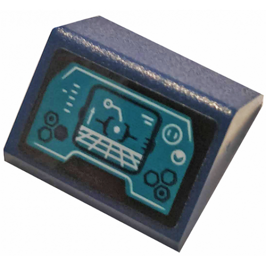 Slope 45 2 x 2 Double with Dark Turquoise Control Display Panel Pattern (Sticker) - Set 76144