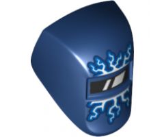 Minifigure, Headgear Accessory Visor Welding with Lightning Blue and White Pattern