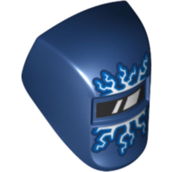 Minifigure, Headgear Accessory Visor Welding with Lightning Blue and White Pattern