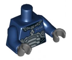 Torso Space Armor with 'LUIZ' Pattern / Dark Blue Arms / Dark Bluish Gray Hands