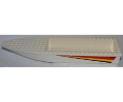 Boat Hull Unitary 28 x 8 with White Top with Red, Yellow and Black Stripes and '4643' Pattern on Both Sides (Stickers) - Set 4643