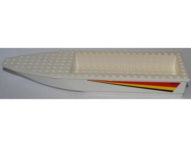 Boat Hull Unitary 28 x 8 with White Top with Red, Yellow and Black Stripes and '4643' Pattern on Both Sides (Stickers) - Set 4643