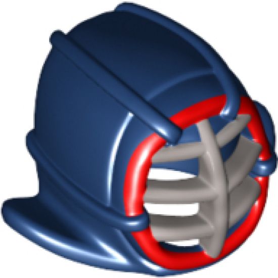 Minifigure, Headgear Helmet Ninjago Kendo with Silver Grille Mask and Dark Red Trim Pattern